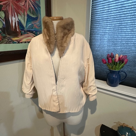 Ribbon Knit Jacket with Mink Collar by Projansky c1960s Gorgeous! Fits Sz M-L - Picture 10 of 16